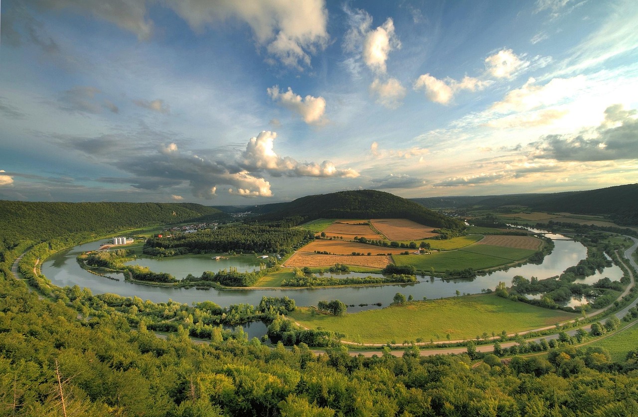 altmühl valley, nature, old mill loop, altmühltal nature park, water, clouds, mood, river landscape